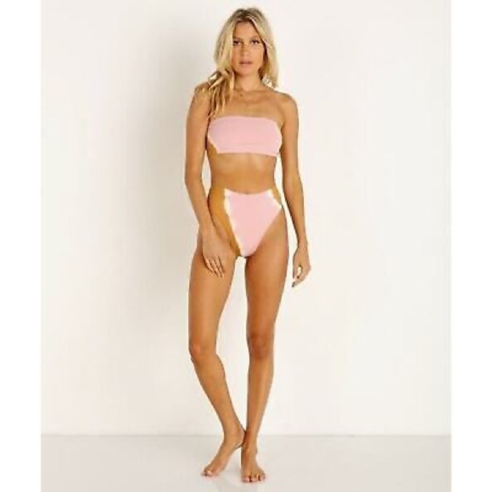L*Space Frenchi High Waisted Bikini Bottom In Pink Tie Dye NWOT